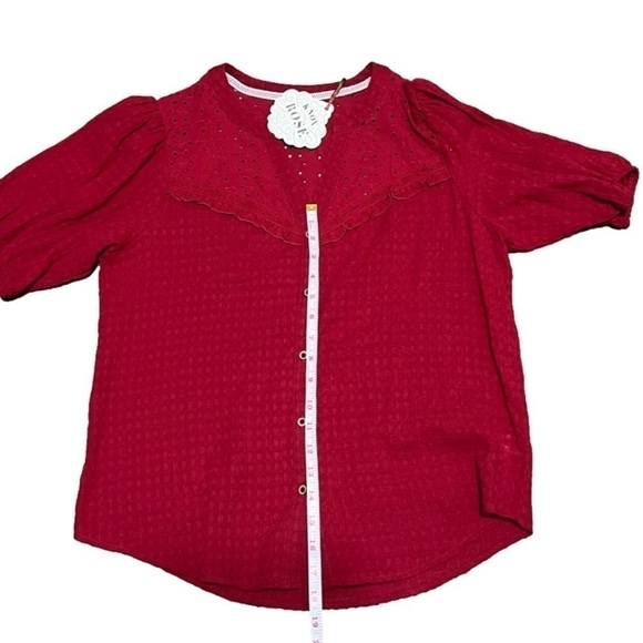 Knox Rose Button Up Eyelet Red Top Women’s Size M - Picture 11 of 11